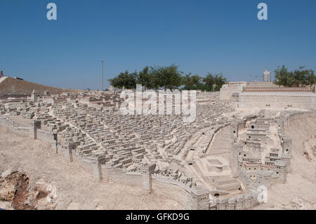 Jérusalem, Musée d'Israël : le deuxième Temple Modèle, ouverte en 1966, un modèle à l'échelle de Jérusalem avant la destruction du Temple Banque D'Images