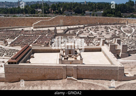 Jérusalem, Musée d'Israël : le deuxième Temple Modèle, ouverte en 1966, un modèle à l'échelle de Jérusalem avant la destruction du Temple Banque D'Images