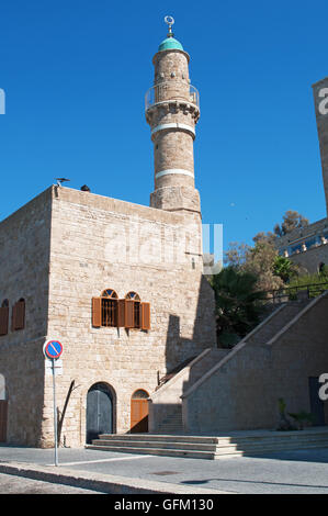 Jaffa, Israël : la mosquée Al Bahr dans la vieille ville, la mer, La Mosquée la plus ancienne mosquée existante à Jaffa Banque D'Images