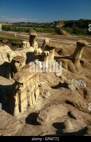 Les formations étrange appelé Hoo Doos (ou cheminées) sont trouvés à Drumheller - Alberta - Canada. Banque D'Images