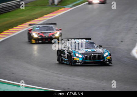 Spa Francorchamps, France. 31 juillet, 2016. 24 Heures de Spa endurance. # 57 BLACK FALCON (DEU) MERCEDES BENZ AMG GT3 HUBERT HAUPT (DEU) ADAM CHRISTODOULOU (GBR) ANDREAS SIMONSEN (SWE) : Action de Crédit Plus Sport/Alamy Live News Banque D'Images