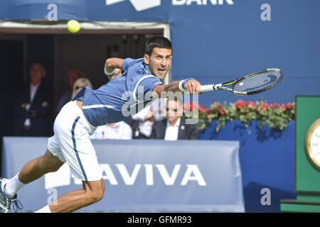 31 juillet 2016 - Novak Djokovic bat Kei Nishikori en finale de la Coupe Rogers, hommes, 6-3, 7-5. Credit : Joao Luiz de Franco/ZUMA/Alamy Fil Live News Banque D'Images