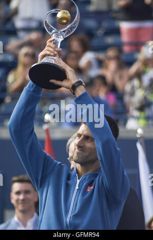 31 juillet 2016 - Novak Djokovic bat Kei Nishikori en finale de la Coupe Rogers, hommes, 6-3, 7-5. Credit : Joao Luiz de Franco/ZUMA/Alamy Fil Live News Banque D'Images