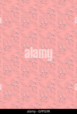 Fond rose avec ornement vintage transparent blanc Banque D'Images