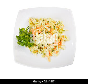 Plat de chou et salade de chou (vue de dessus) sur fond blanc Banque D'Images