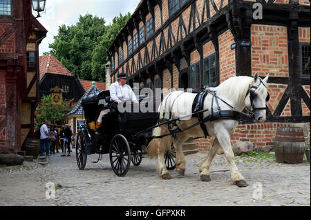 Promenades en calèche dans la vieille ville (Den Gamle By), Aarhus Banque D'Images