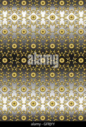 Or transparente motif floral sur fond noir gris ondulé Banque D'Images