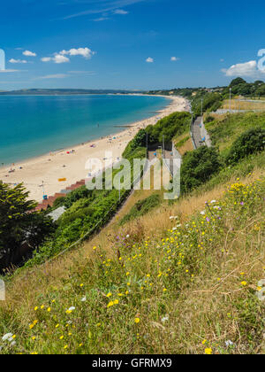 Plage de l'ouest de Bournemouth et Poole Bay à partir de la falaise, UK Banque D'Images