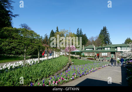 Les Butchart Gardens au printemps, la Piazza Banque D'Images