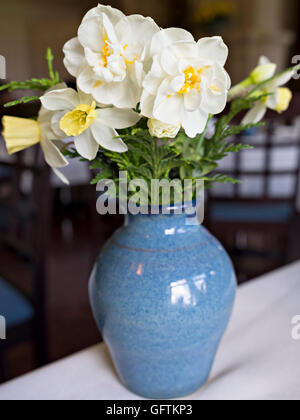 Narcisse dans un vase bleu Banque D'Images