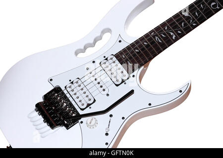 Un livre blanc Ibanez Jem Jnr electric guitar style superstrat isolé sur fond blanc Banque D'Images