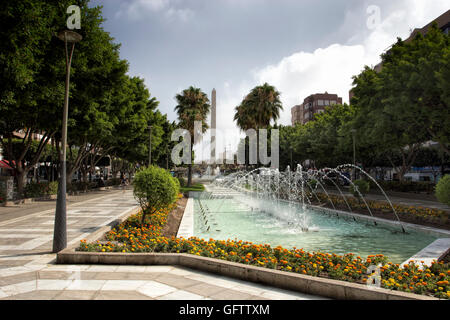 En fonction de la fontaine de la ville d'Almeria, Andalousie, Espagne du Sud, Europe Banque D'Images