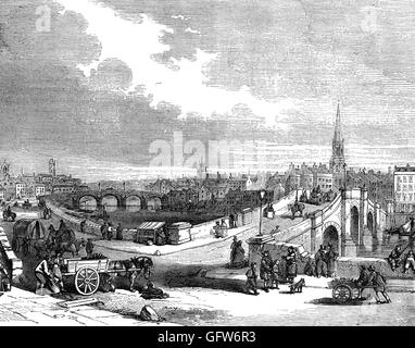 19e siècle voir d'Ayr, ville et ancien Burgh Royal qui se situe sur l'embouchure de la rivière Ayr qui s'écoule dans le Firth of Clyde sur la côte ouest de l'Ayrshire en Écosse. Banque D'Images