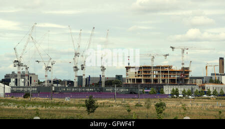 Vue générale des travaux de construction en cours sur le site du nouvel hôpital Papworth coeur à l'hôpital Addenbrookes parc scientifique de Cambridge. Banque D'Images