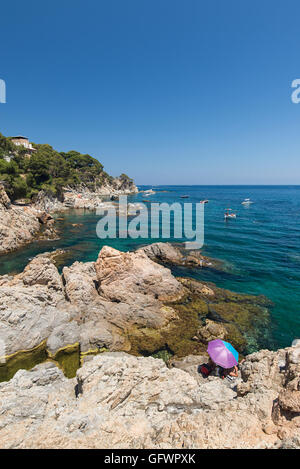 Calella de Palafrugell sur la Costa Brava, en Catalogne. Banque D'Images