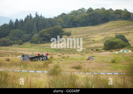 Argyll, UK. 09Th Aug 2016. Épave de l'avion écrasé dans un champ à Lochnell domaine près de Oban en Argyll. Crédit : John MacTavish/Alamy Live News Banque D'Images