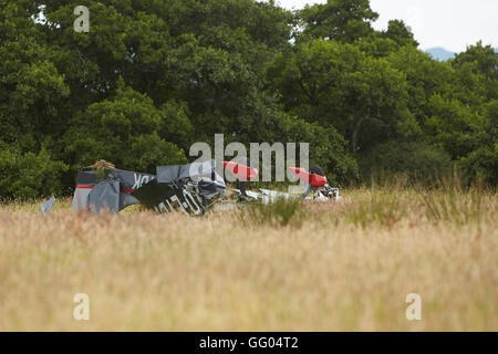 Argyll, UK. 09Th Aug 2016. Épave de l'avion écrasé dans un champ à Lochnell domaine près de Oban en Argyll. Crédit : John MacTavish/Alamy Live News Banque D'Images