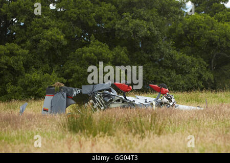 Argyll, UK. 09Th Aug 2016. Épave de l'avion écrasé dans un champ à Lochnell domaine près de Oban en Argyll. Crédit : John MacTavish/Alamy Live News Banque D'Images