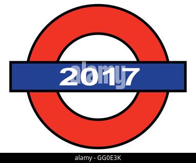 Une représentation de la métro de Londres avec l'année 2017 Illustration de Vecteur