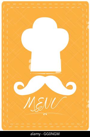 Menu design isolés avec un chef hat, une moustache et texte Illustration de Vecteur
