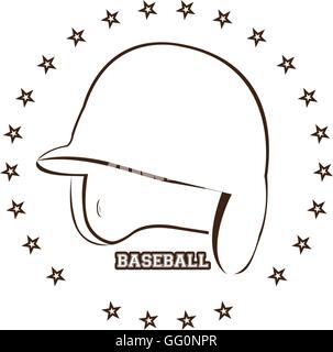 Helm baseball isolés avec du texte et des étoiles sur un fond blanc Illustration de Vecteur