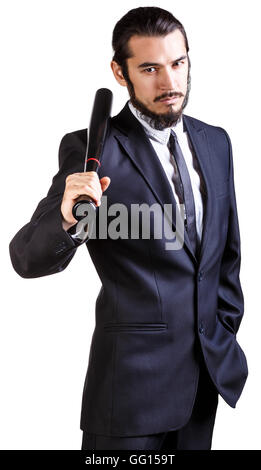 Dans Bussinessman suit with baseball bat Banque D'Images