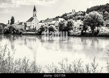 Église Saint Gertraud et sanctuaire Mariahilf sur la colline à Passau, Allemagne. Patrimoine culturel. L'architecture religieuse. Banque D'Images