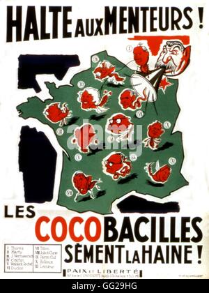 Poster du mouvement "Paix et liberté". Au cours de la propagande anticommuniste de la guerre froide : 'pas plus menteurs ! L' 'Cocobacilles se propagent la haine" 1950-1953 France Washington. Bibliothèque du Congrès Banque D'Images