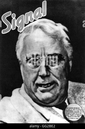 Portrait du président Roosevelt sur la page de 'Signal' magazine Novembre 1943 États-Unis - World War II Banque D'Images