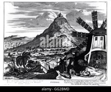Les mines d'argent de Potosi (exploités depuis 1545 par l'espagnol) 18e siècle la Bolivie Banque D'Images