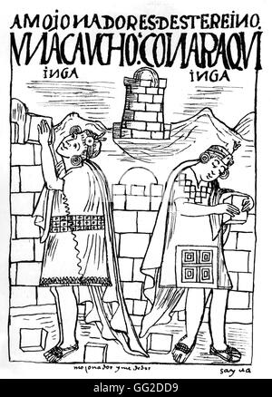 Chroniques de Huaman par Poma de Ayala, le Pérou du 16ème siècle Banque D'Images