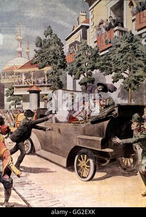 Assassinat de l'Archiduc autrichien François-Ferdinand, à Sarajevo, par un étudiant serbe de la Yougoslavie le 28 juin 1914 Banque D'Images