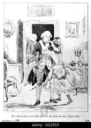 Scène de "Histoire de ma vie' par Casanova. 19e siècle Banque D'Images