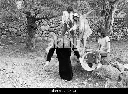 Banana Moon, groupe de rock psychédélique. Daevid Allen, Gilli Smyth, Marc Blanc, Patrick Fontaine Deià (Deya), îles Baléares, 1968 Banque D'Images