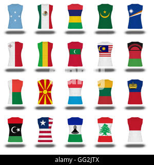 Compilation des ressortissants d'un drapeau shirt icône sur fond blanc partie 610 Banque D'Images