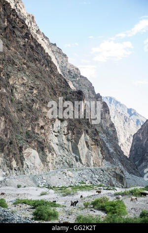 Route de montagne le long Shandur Pass, le nord du Pakistan Banque D'Images