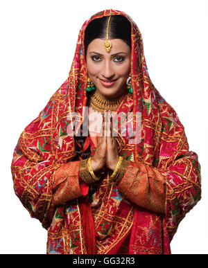 Portrait d'une jeune mariée Punjabi Banque D'Images