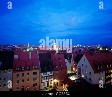 Vue sur l'horizon de Nuremberg, Allemagne Banque D'Images