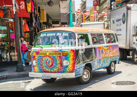 Streetlife, Bus VW, San Francisco, États-Unis Banque D'Images