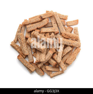 Vue de dessus de seigle rusk pile isolated on white Banque D'Images