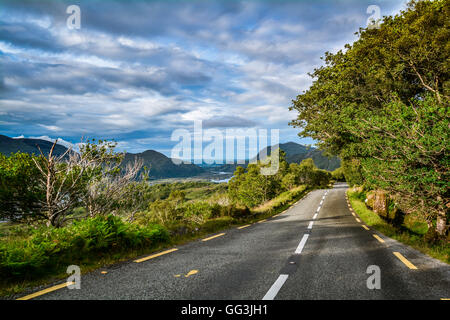 La route panoramique le long de l'Anneau du Kerry, comté de Kerry, Irlande Banque D'Images