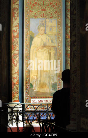 Mais Hroznata béni de la Bohême. Murale Art Nouveau à partir de 1901-1903 par l'artiste tchèque Frantisek Urban et son épouse Marie Urbanova-Zahradnicka dans la basilique des Saints Pierre et Paul à Vyšehrad à Prague, République tchèque. Mais Hroznata béni de la Bohême est l'un des fondateurs de l'abbaye de Tepla près de Marianske Lazne en Bohême de l'Ouest. Banque D'Images