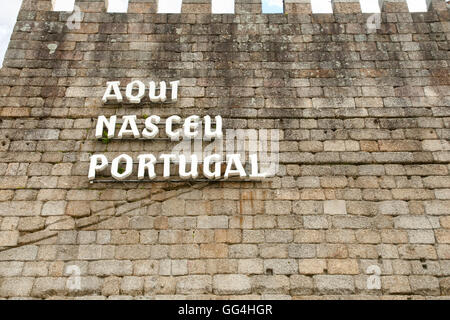 'Aqui Nasceu Portugal' (le Portugal est né ici) - Guimaraes - Portugal Banque D'Images