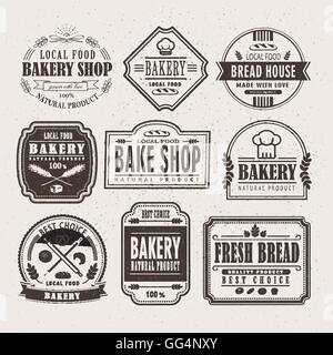 La conception de l'étiquette boulangerie rétro situé dans contour brun Illustration de Vecteur