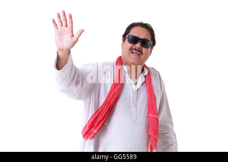 Portrait de l'homme politique smiling over white background Banque D'Images