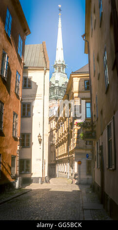 Vieille ville et étroite rue de Gamla Stan, Stockholm, Suède, Scandinavie, Europe Banque D'Images