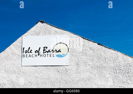 Inscrivez-vous pour l'île de Barra Beach Hotel sur Bàgh Halaman sur l'île de Barra dans les Hébrides extérieures. Banque D'Images