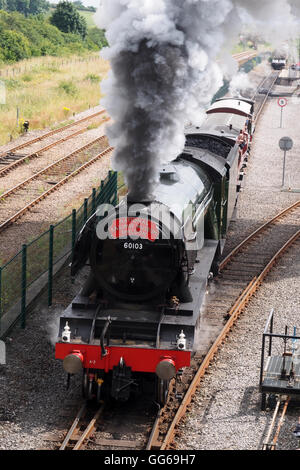 L '60103' Flying Scotsman machine à vapeur à l'affiche au Musée du chemin de fer à Shildon Co. Durham, Angleterre Banque D'Images