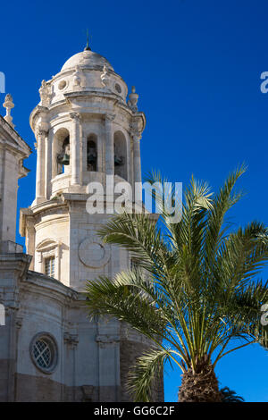 La tour de Poniente de la Catedral de Santa Cruz de la Plaza de la Catedral, Cádiz, Andalousie, Espagne Banque D'Images