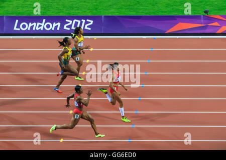 Allyson Felix, United States, pouvoirs de la victoire, les 200m, stade final, Londres 2012, Jeux olympiques, Londres, Angleterre, Royaume-Uni Banque D'Images